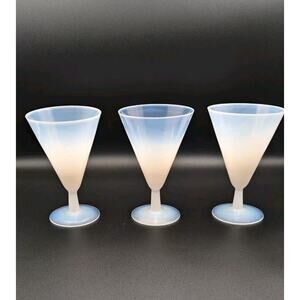 Rare Vintage Fry Foval Pearlware Wine Glasses. Set Of 3. EUC